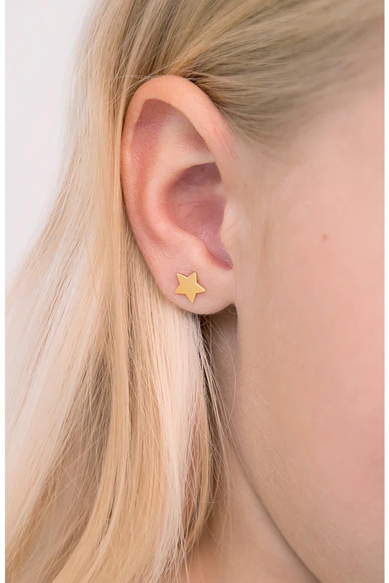 14k Polished Star Little Earrings, Alternate, color, Gold