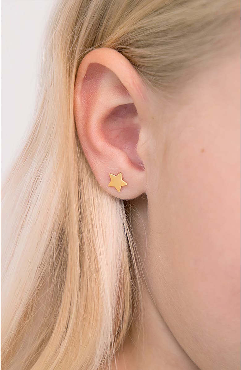 In Season Jewelry 14k Polished Star Little Earrings, Alternate, color, Gold