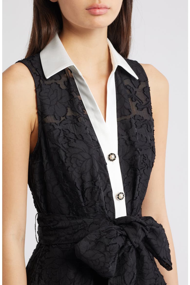 Floral Burnout Sleeveless Gown, Alternate, color, BLACK