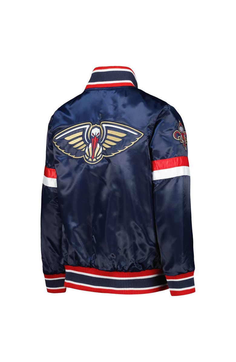 STARTER Youth Starter Navy New Orleans Pelicans Home Game Varsity Satin Full-Snap Jacket, Alternate, color, Navy