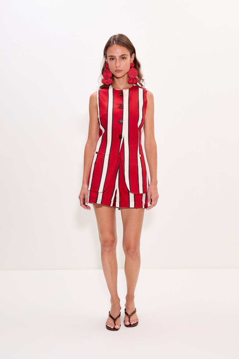 Como Linen Shorts, Alternate, color, Venetian Red Stripe