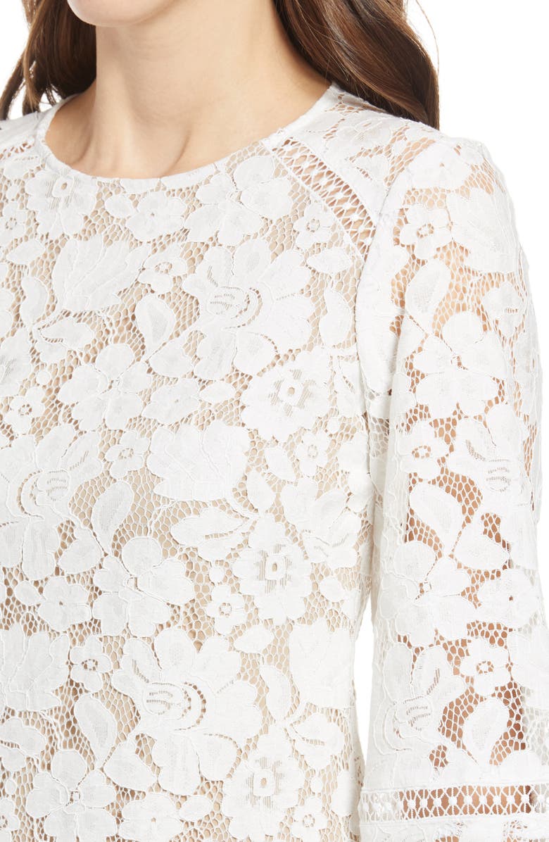 Vince Camuto Lace Long Sleeve Dress, Alternate, color, Ivory