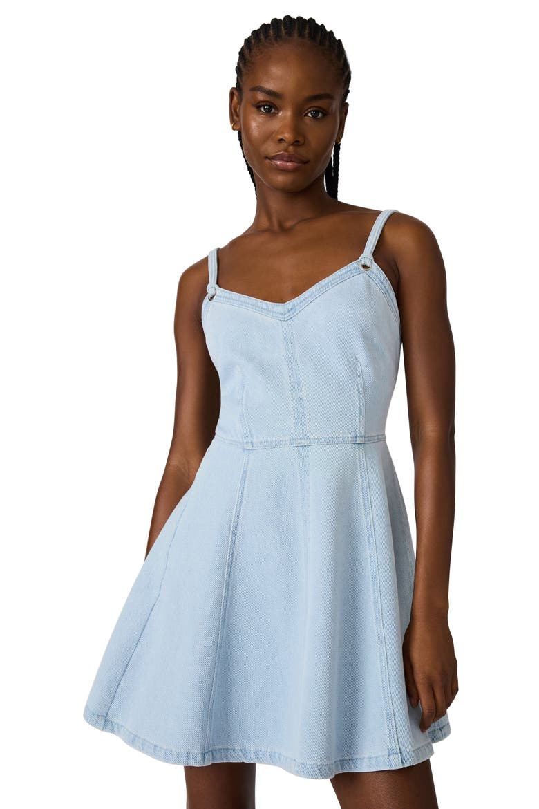 Harley Ruffle Hem Denim Minidress, Alternate, color, FADED BLUE