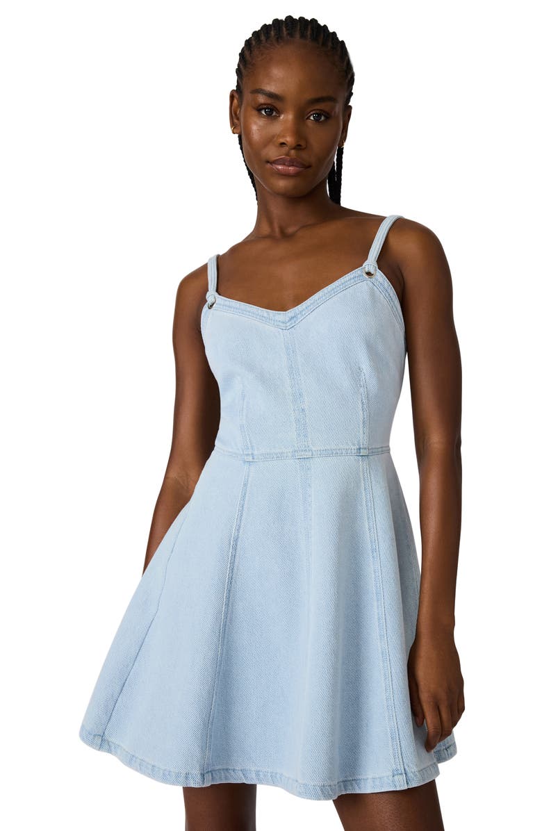 Steve Madden Harley Ruffle Hem Denim Minidress, Alternate, color, Faded Blue