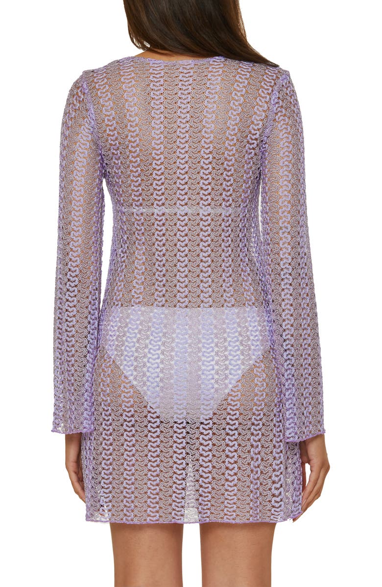 Becca Golden Beach Long Sleeve Lace Cover-Up Tunic, Alternate, color, Bellflower