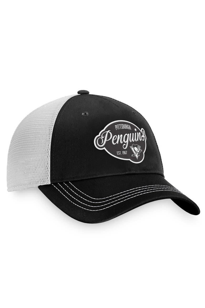 Women's Fanatics Branded Black/White Pittsburgh Penguins Fundamental Trucker Adjustable Hat, Alternate, color, Black