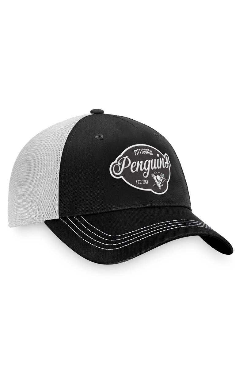FANATICS Women's Fanatics Branded Black/White Pittsburgh Penguins Fundamental Trucker Adjustable Hat, Alternate, color, Black