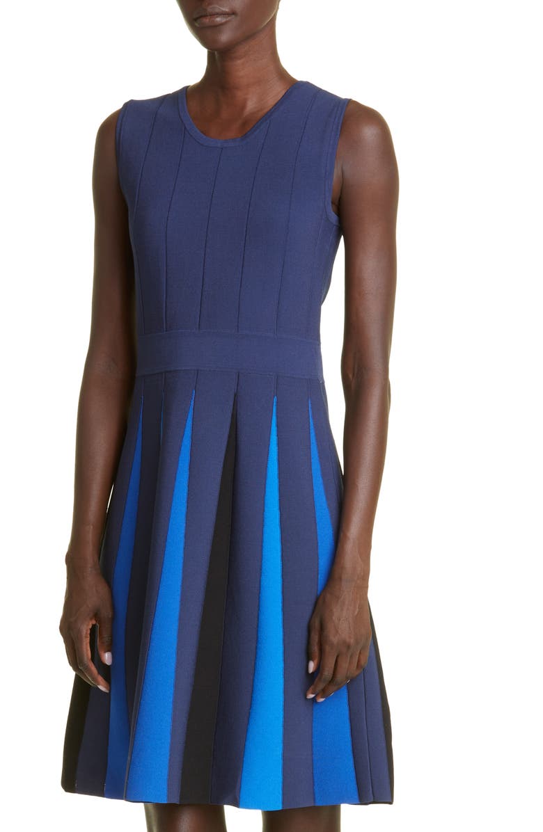 St. John Collection Colorblock Godet Sleeveless Sweater Dress, Alternate, color, 
