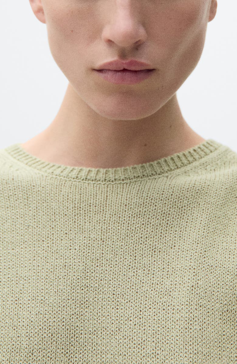 MANGO Madeano Short Sleeve Crewneck Sweater, Alternate, color, Aqua Green