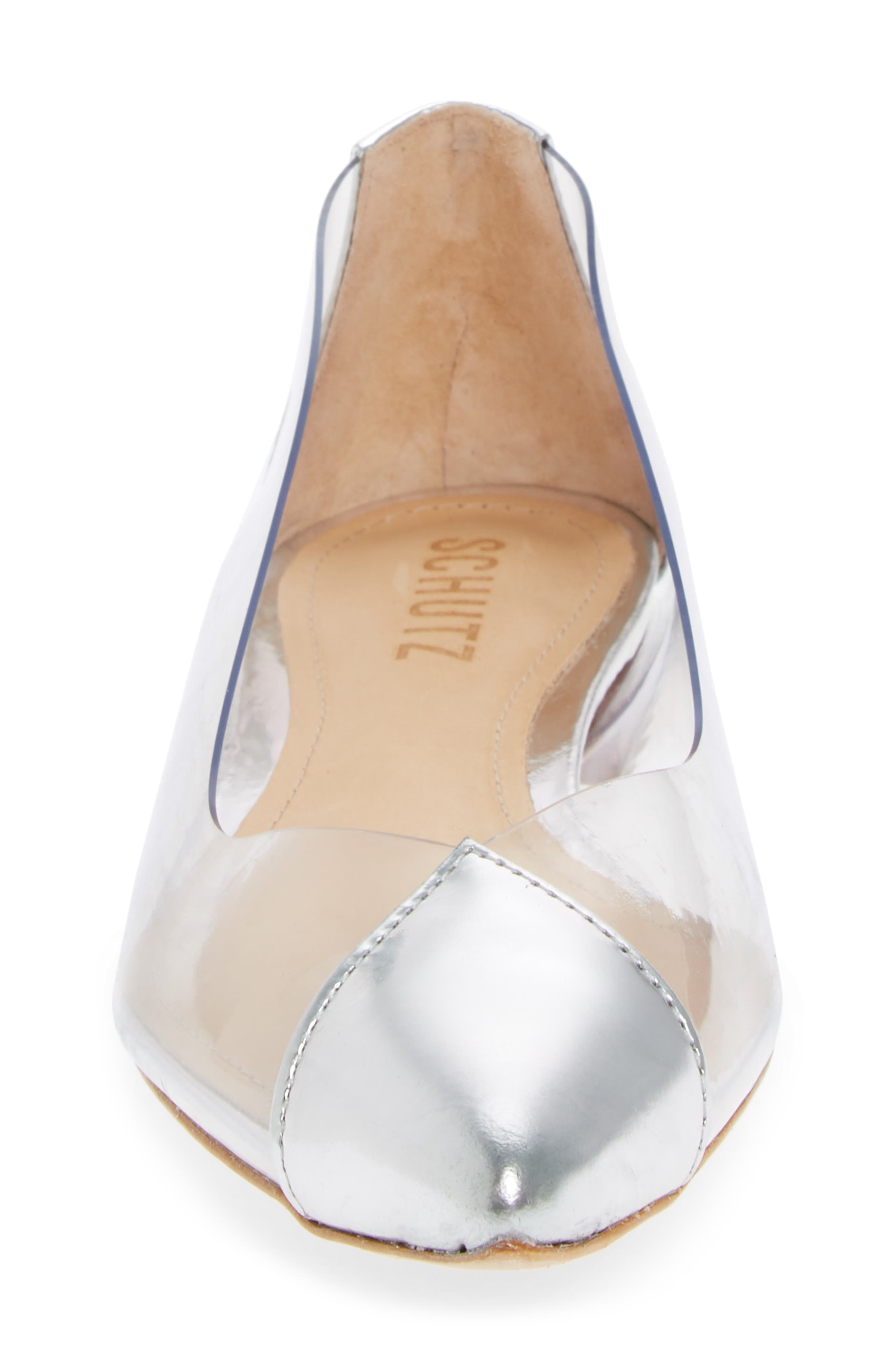 Clearly Pointy Toe Flat, Alternate, color, SILVER