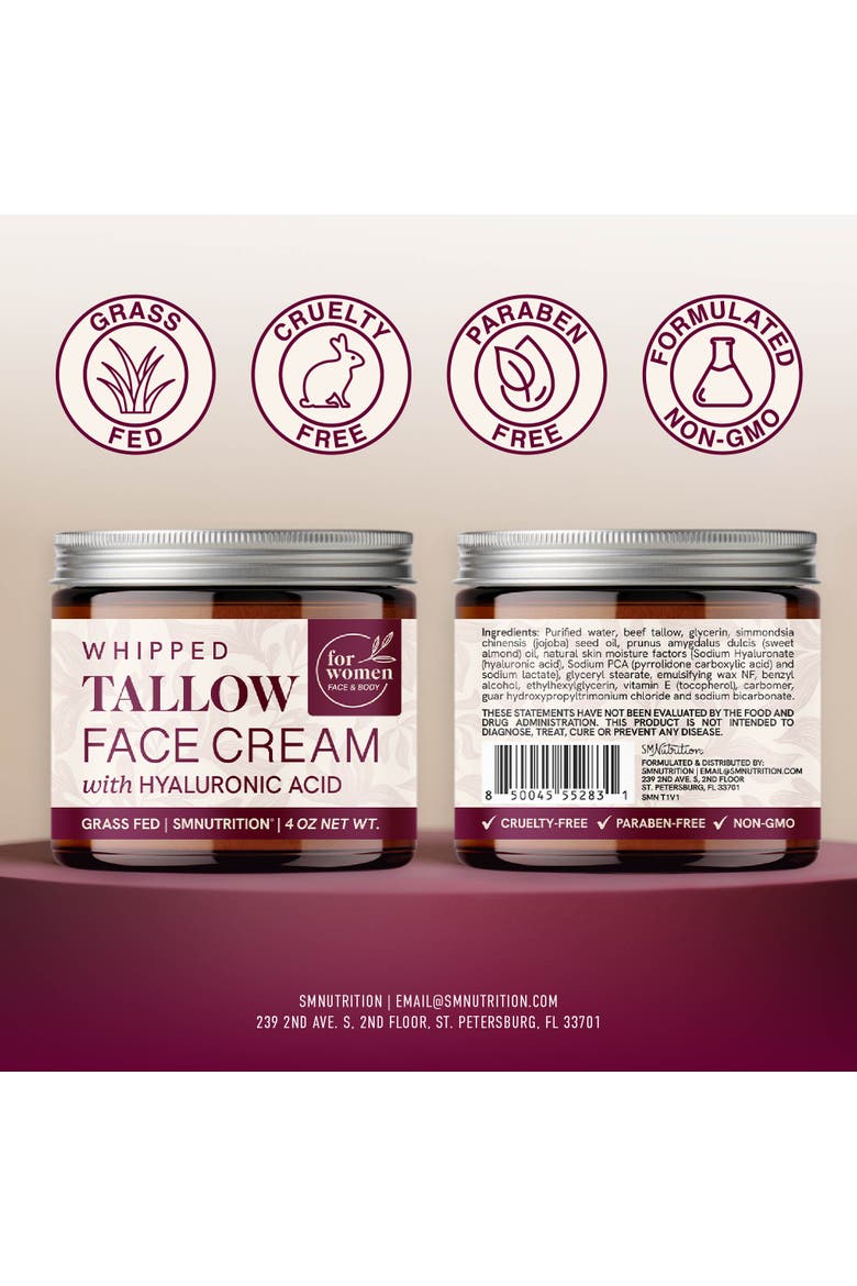 Beef Tallow Face Cream for Women, 4oz, Alternate, color, No Color