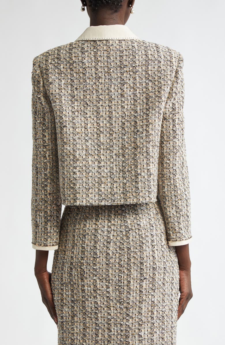 ST. JOHN Metallic Collage Tweed Crop Jacket, Alternate, color, 
