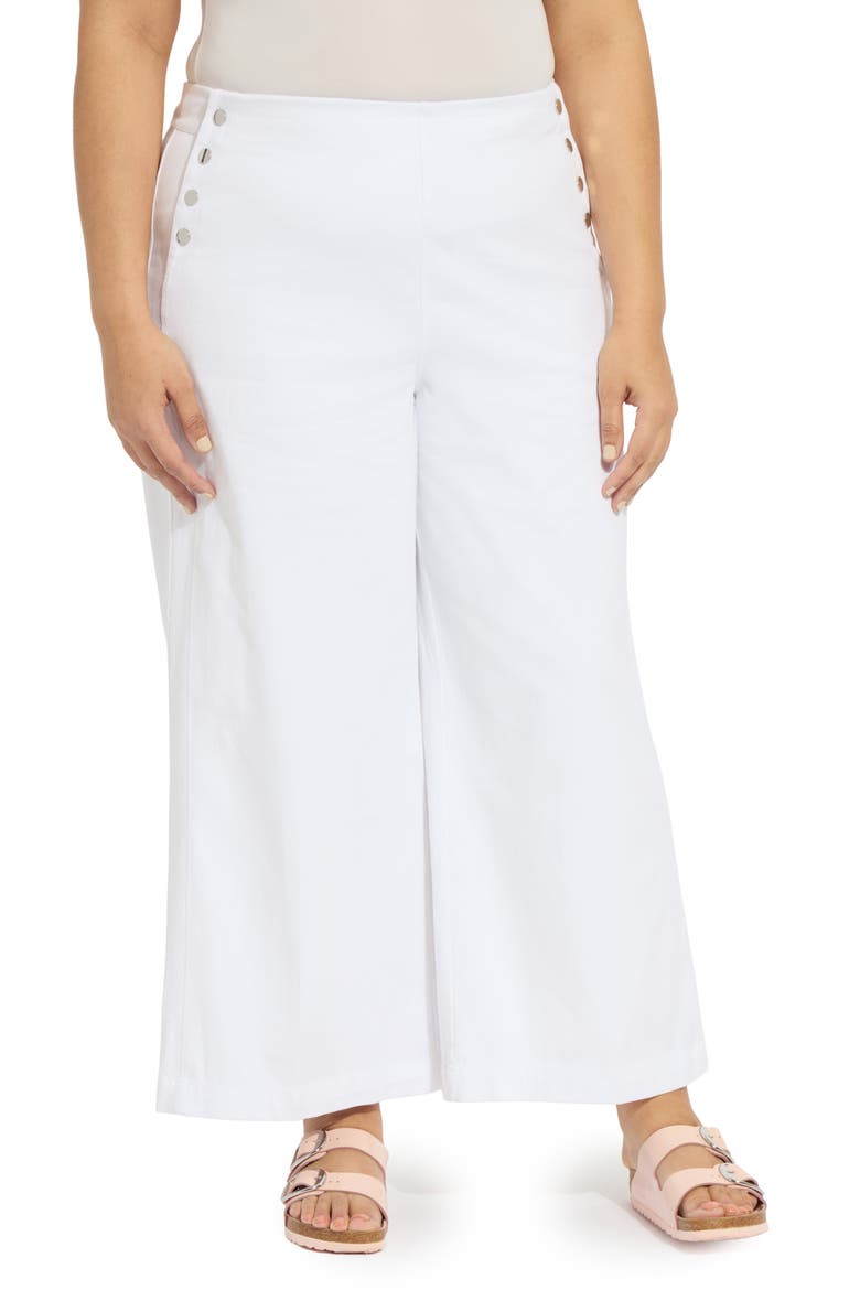 Mallory Sailor High Waist Wide Leg Jeans, Main, color, WHITE