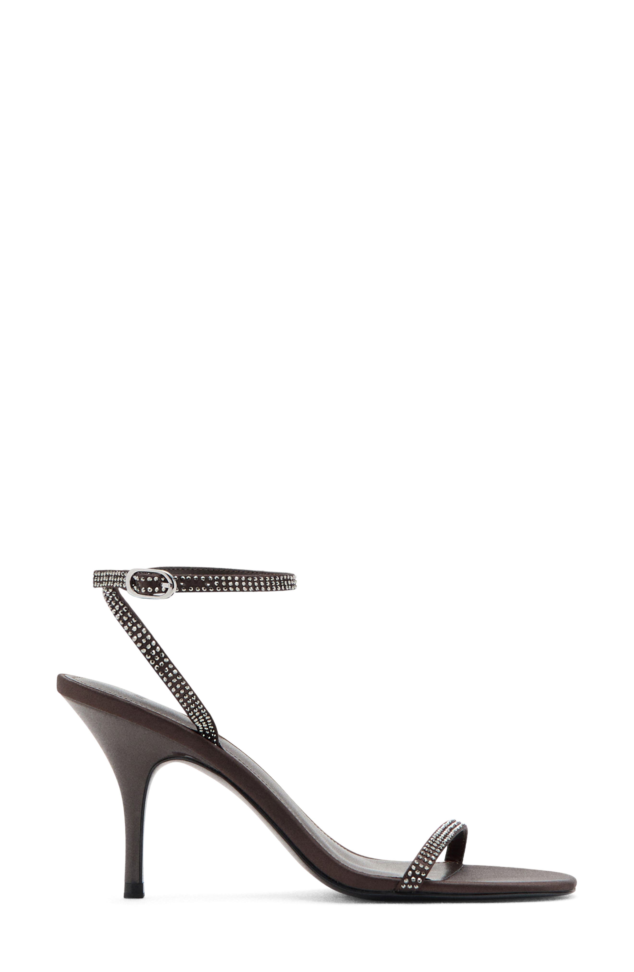 MANGO Embellished Ankle Strap Sandal, Alternate, color, Brown