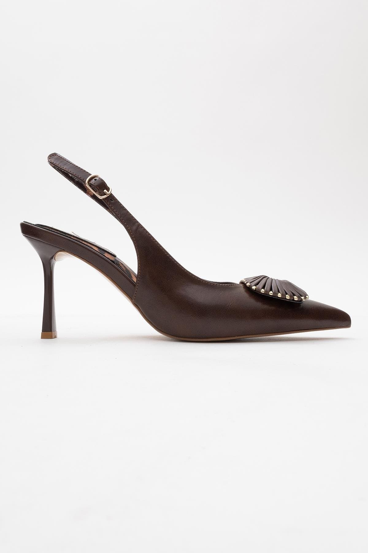 Spera Buckled Pointed Toe Pump, Alternate, color, Brown Pattern
