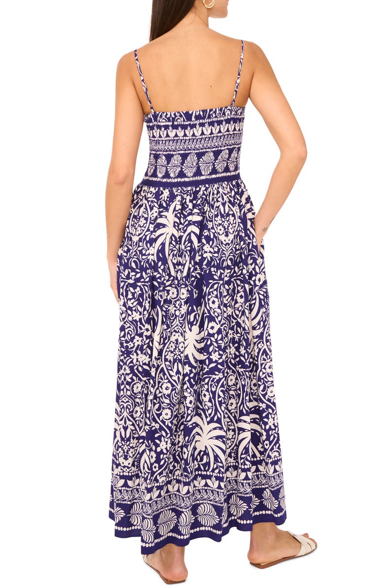Vince Camuto Smocked Maxi Sundress, Alternate, color, Navy White