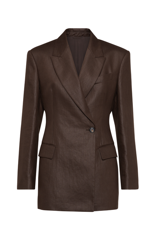 Brunello Cucinelli Twill Blazer In Chocolate