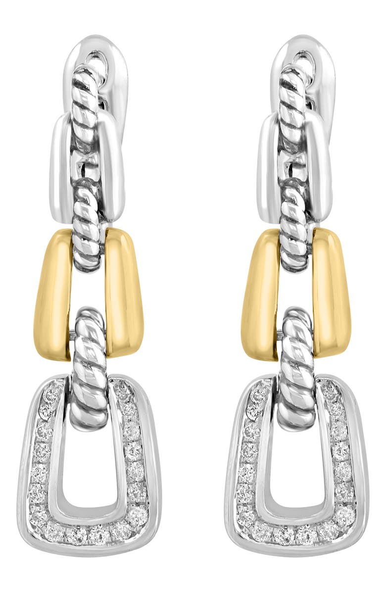 EFFY Two-Tone Diamond Chain Drop Earrings, Alternate, color, Silver/Gold