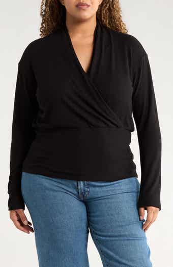 Renee C Surplice V-Neck Long Sleeve Top