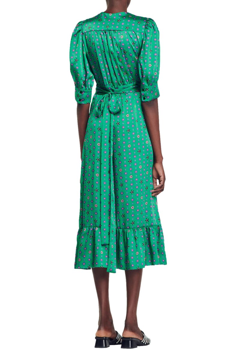 SANDRO Enrika Silk Faux Wrap Dress, Alternate, color, 