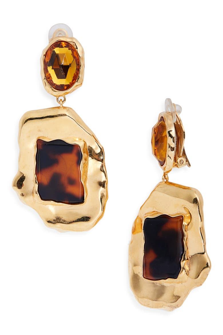 Hammered Tortoiseshell Earrings, Main, color, TORTOISE