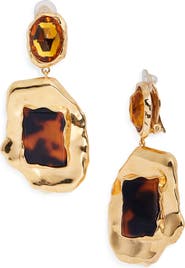 Oscar de la Renta Hammered Tortoiseshell Earrings