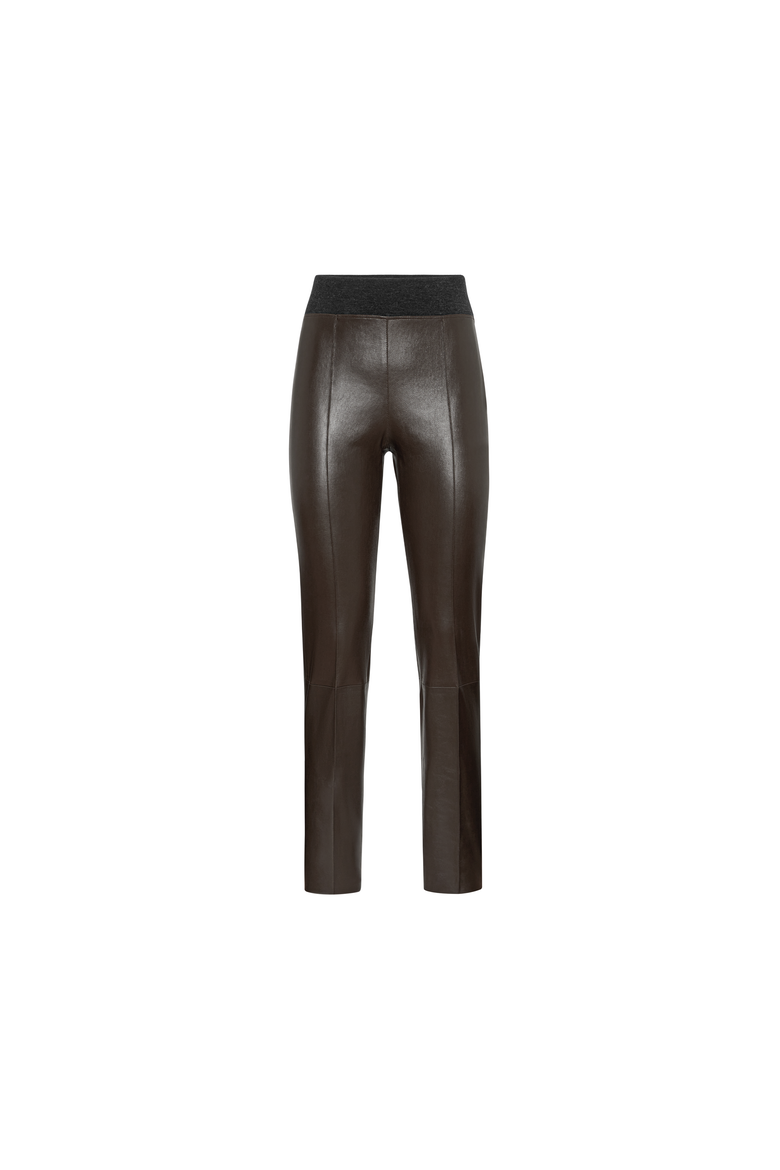 Stretch nappa leather leggings, Alternate, color, Rust Brown