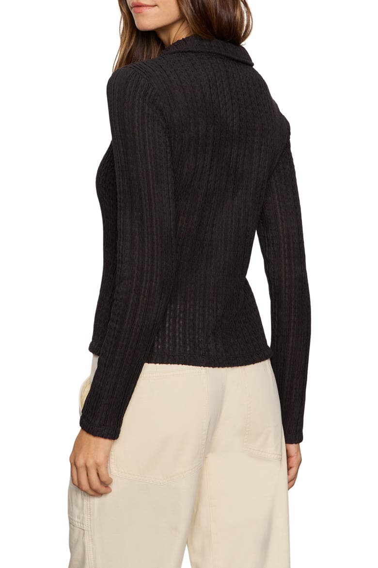 Textured Stripe Cotton Blend Knit Button-Up Shirt, Alternate, color, BLACK