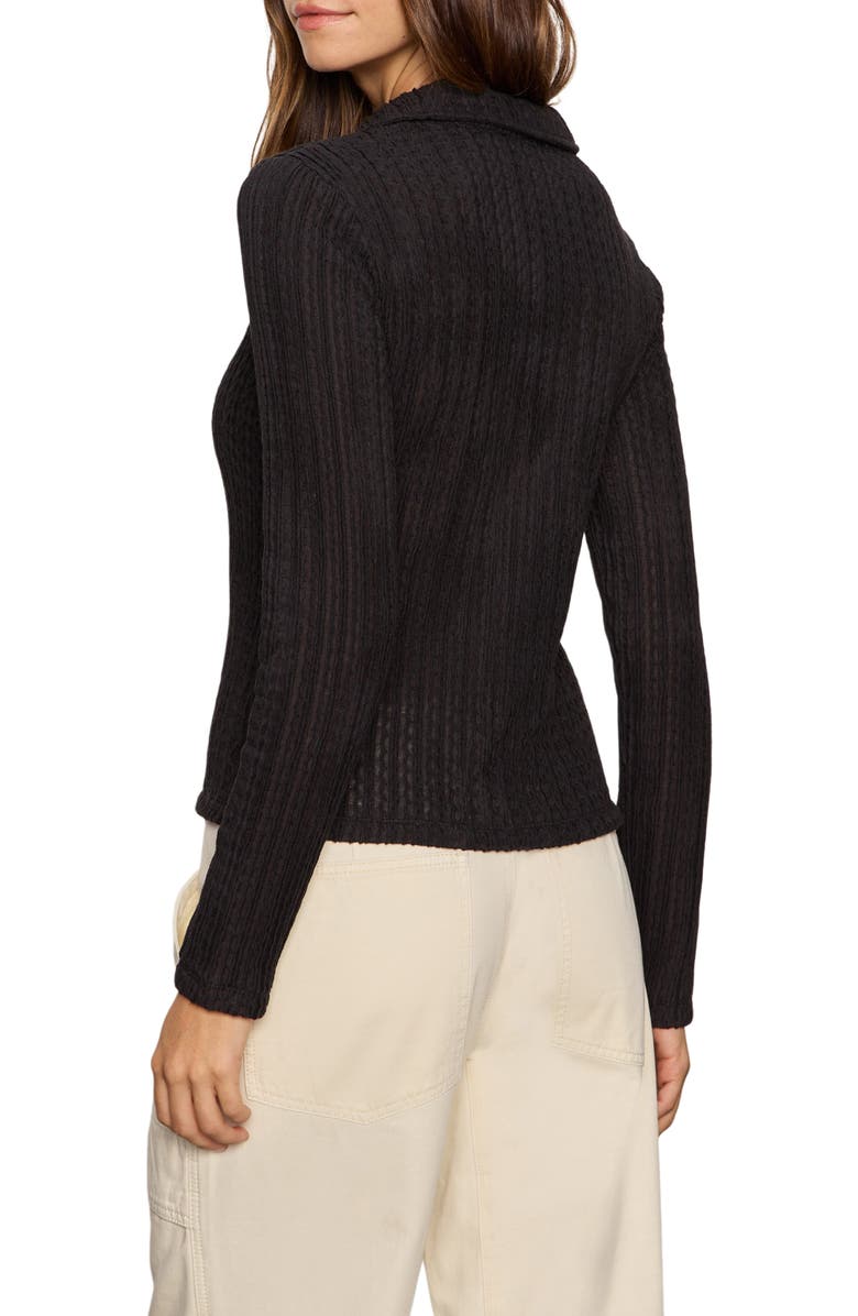 Sanctuary Textured Stripe Cotton Blend Knit Button-Up Shirt, Alternate, color, Black