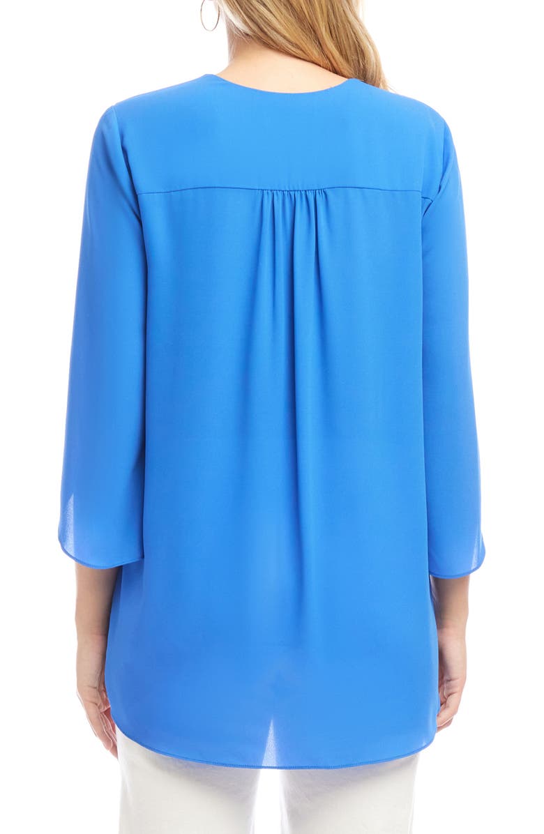Karen Kane Crossover Hem Asymmetric Crepe Top, Alternate, color, Cornflower Blue