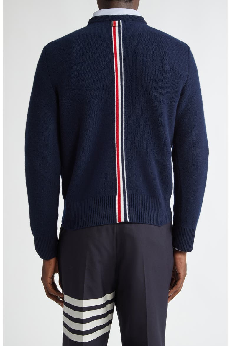 Washed Wool Piqué Sweater, Alternate, color, NAVY