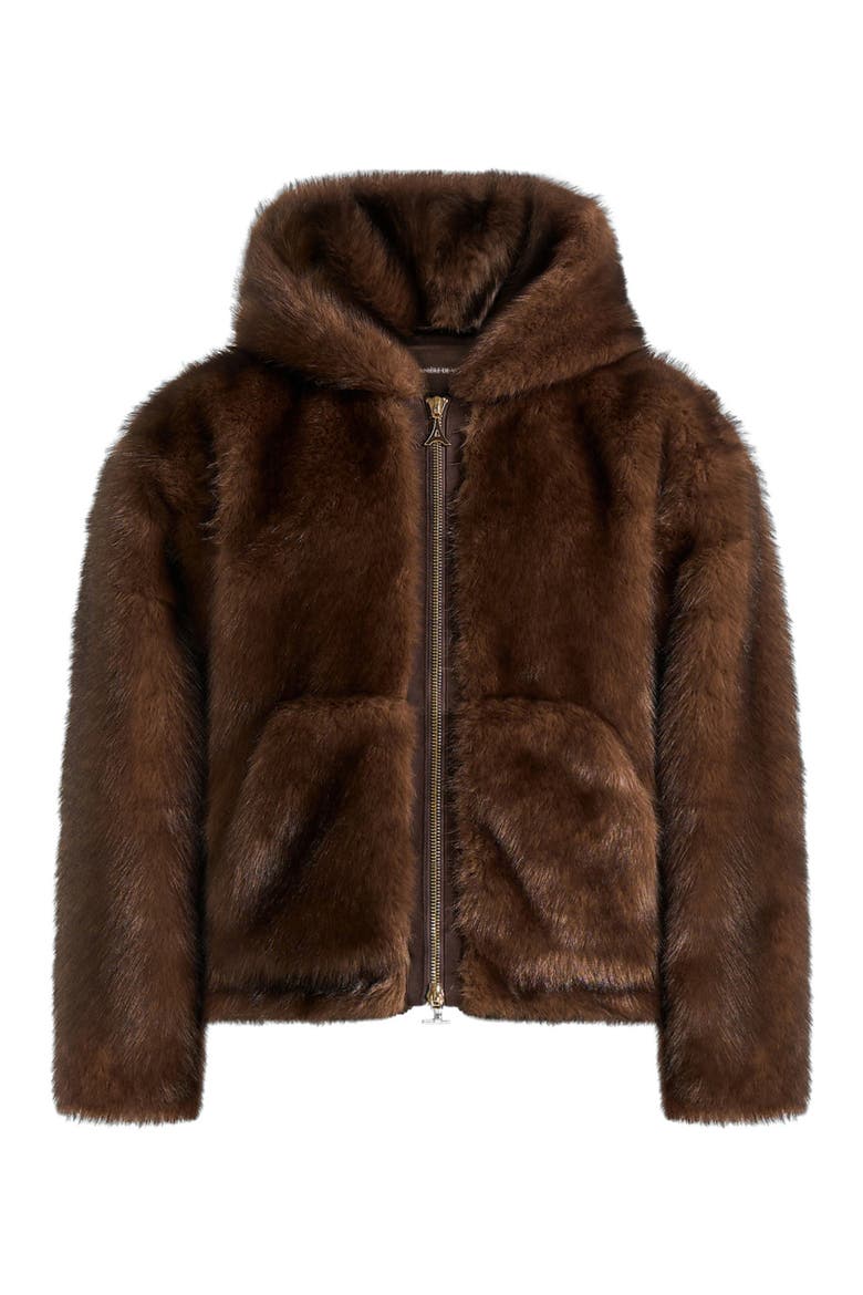 Ryan Fur Hooded Jacket, Alternate, color, Brown
