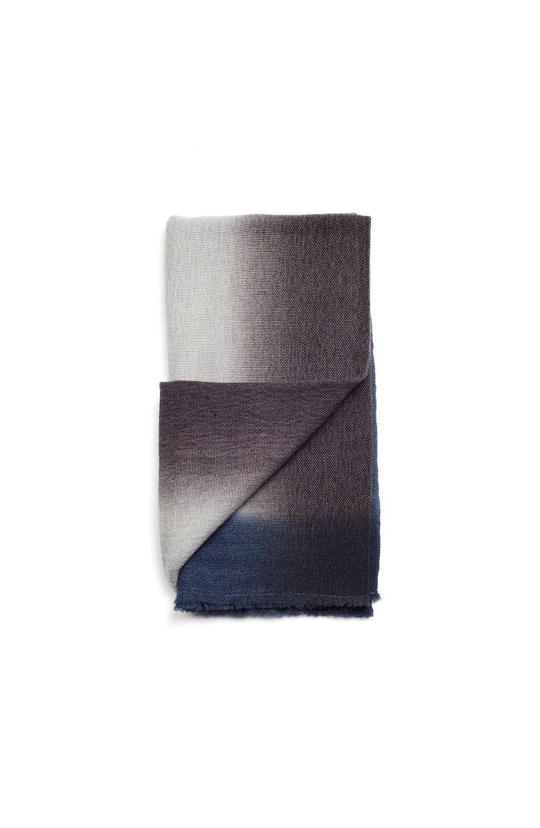 Studio Variously Simply Taupe Brown Gray Hand Spun Merino Handloom Throw, Main, color, Blue/Brown