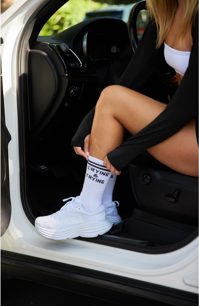 Souls. Crying and Trying Crew Grip Socks, Alternate, color, White