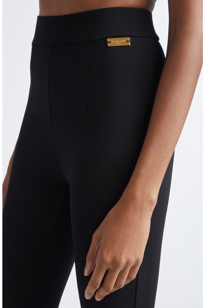 Zip Jersey Stirrup Leggings, Alternate, color, BLACK