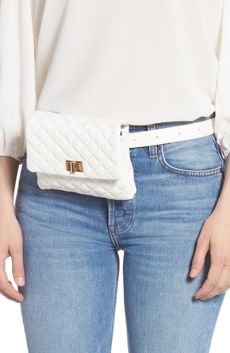 Mali + Lili Quilted Vegan Leather Belt Bag, Alternate, color,