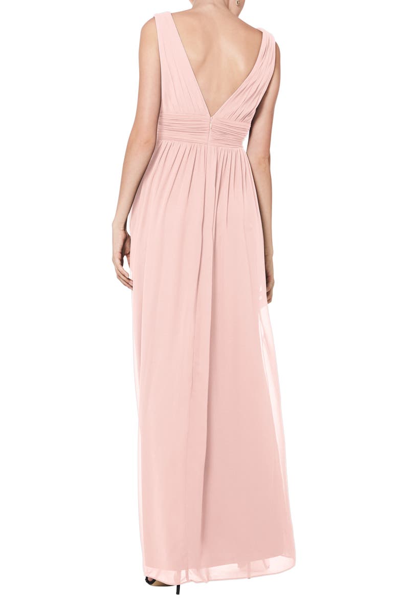 V-Neck Pleat Chiffon A-Line Gown, Alternate, color, PETAL PINK