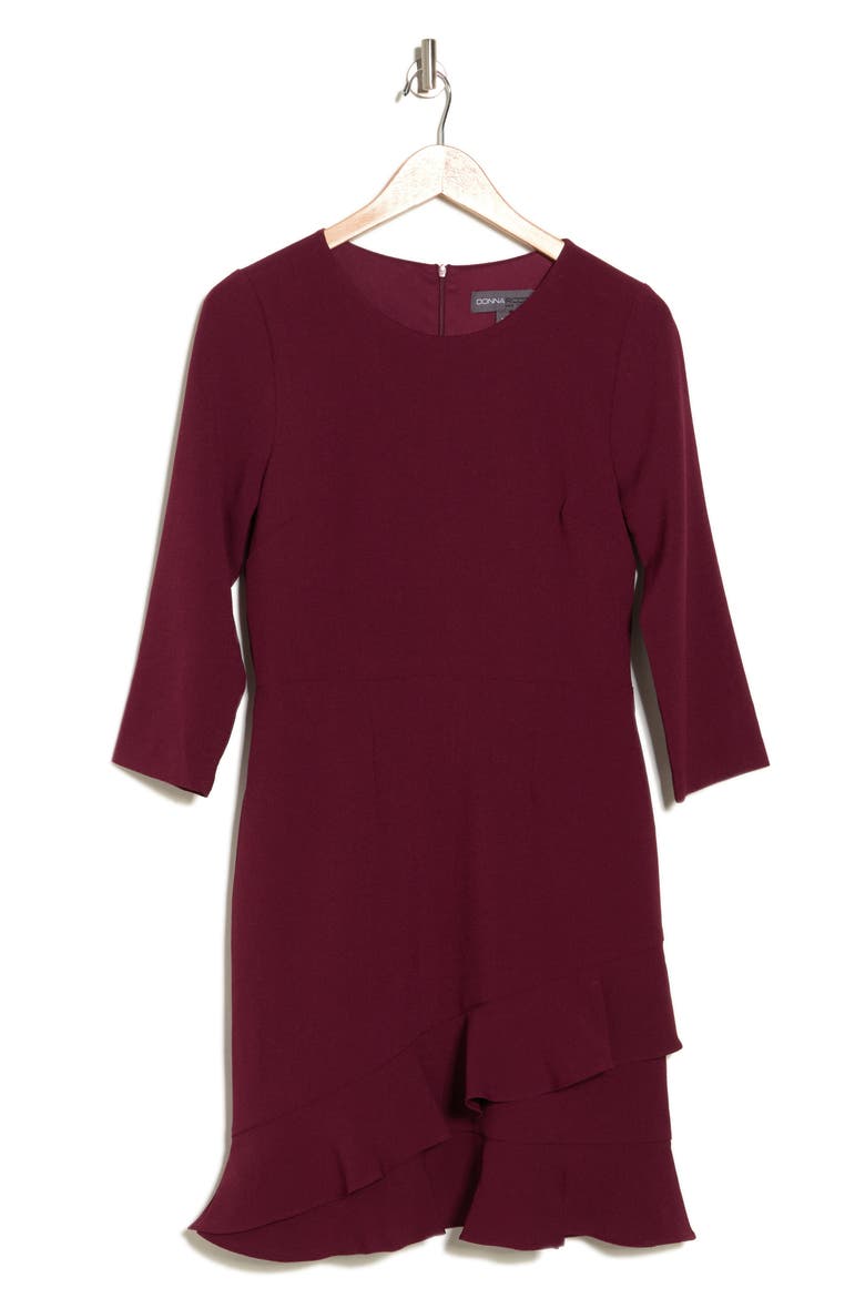 Ruffle Hem Sheath Dress, Alternate, color, WINE