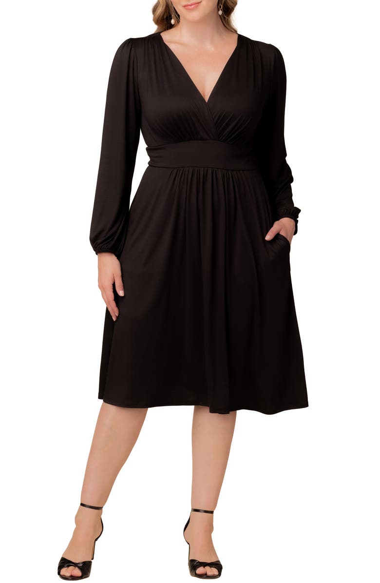 Kiyonna Diana Long Sleeve Dress, Main, color, Black Noir