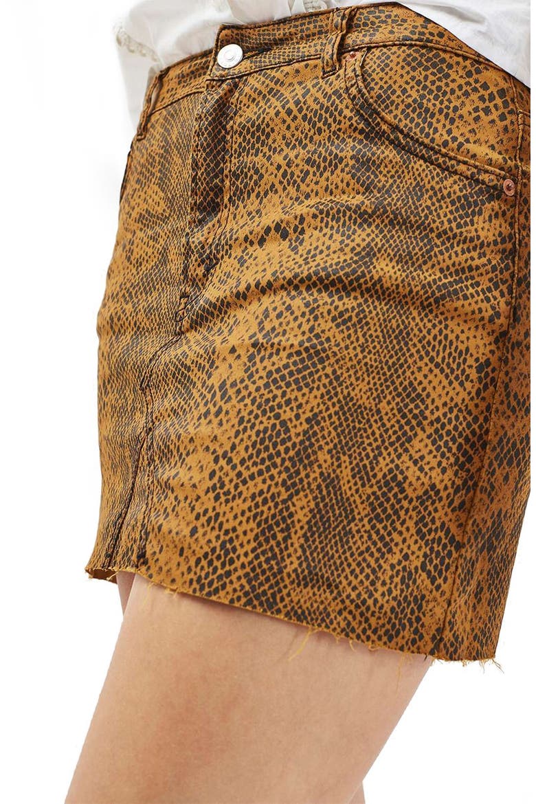 Snake Print Miniskirt, Alternate, color, BROWN MULTI