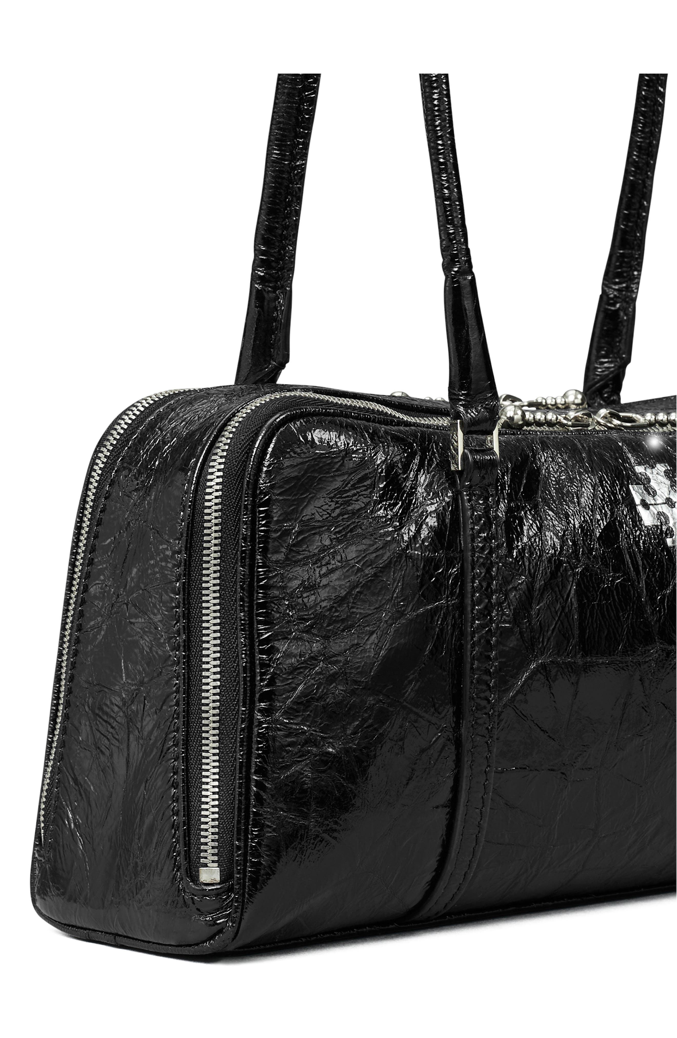 Tory Burch T Monogram Small Metallic Marshmallow Satchel, Alternate, color, 