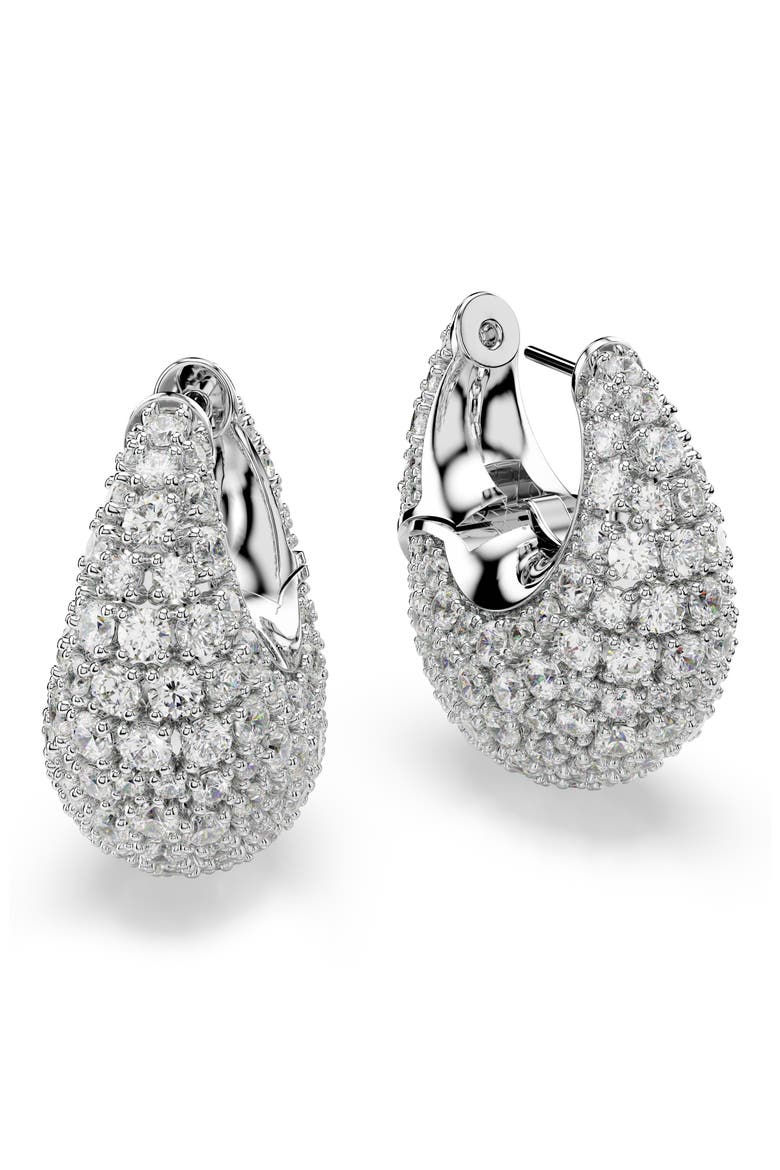 Sublima Crystal Hoop Earrings, Alternate, color, WHITE/ SILVER