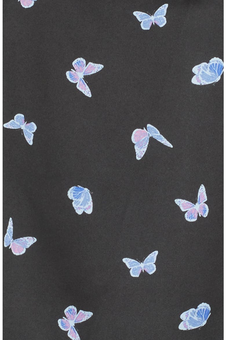 Kids' Print Satin Short Pajamas, Alternate, color, BLACK NIGHT BUTTERFLIES