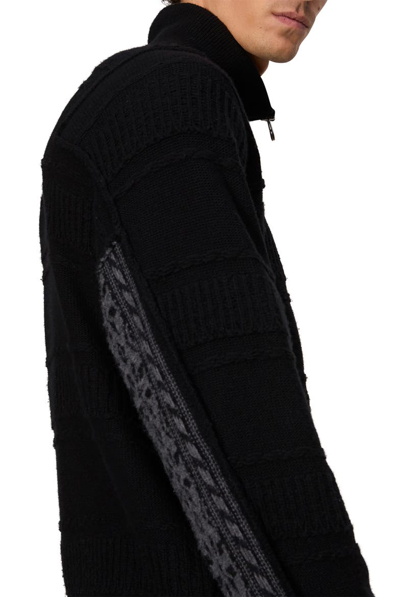 Colton Zip Front Extrafine Merino Wool Blend Sweater, Alternate, color, BLACK
