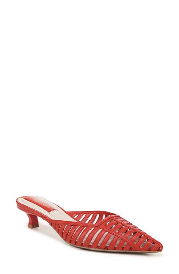 Franco Sarto Marline Pointed Toe Kitten Heel Pump In Red