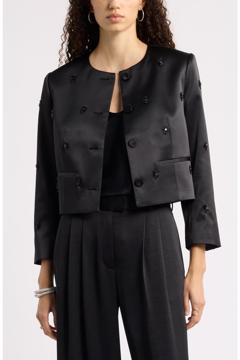 Embellished Cropped Jacket, Main, color, BLACK