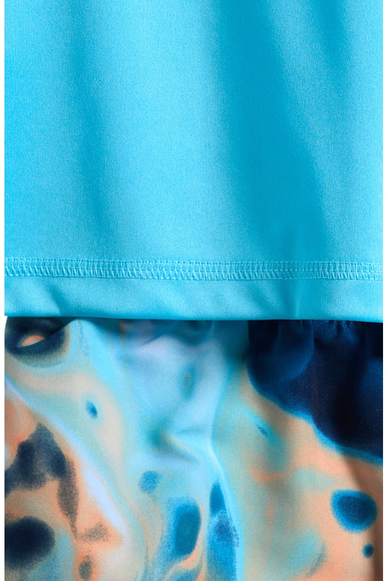 Kids' Mixed In Long Sleeve UPF 50+ Rashguard & Swim Trunks Set, Alternate, color, FRESCO BLUE