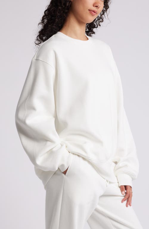 Bp. Fleece Detail Oversize Crewneck Sweatshirt In White