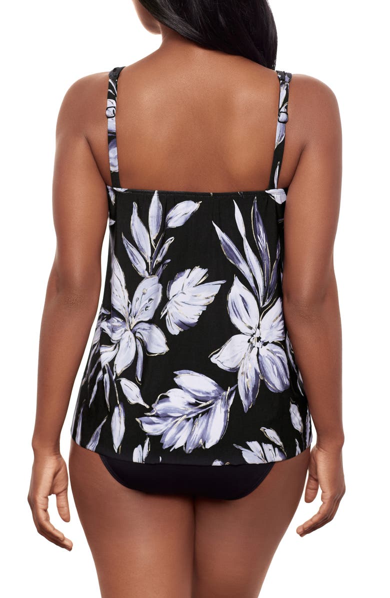 Miraclesuit<sup>®</sup> Fiore di Luna Mirage Tankini Top, Alternate, color, Black/White