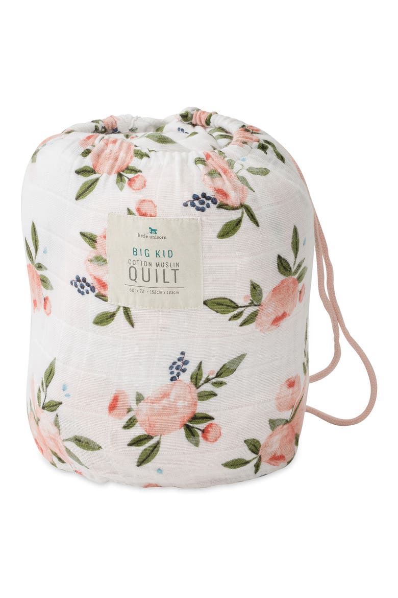 Kids' Cotton Muslin Quilted Throw, Alternate, color, WATERCOLOR ROSES